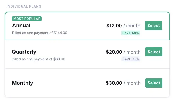 Grammarly Pricing for Individuals