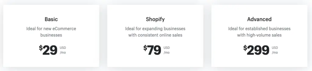 Shopify Merchant Subscription Plans Pricing: Basic, Shopify & Advanced